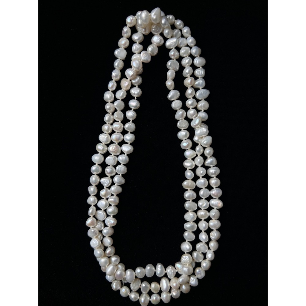 52" Endless Freshwater Baroque Pearl Rope Hand Knotted  Necklace